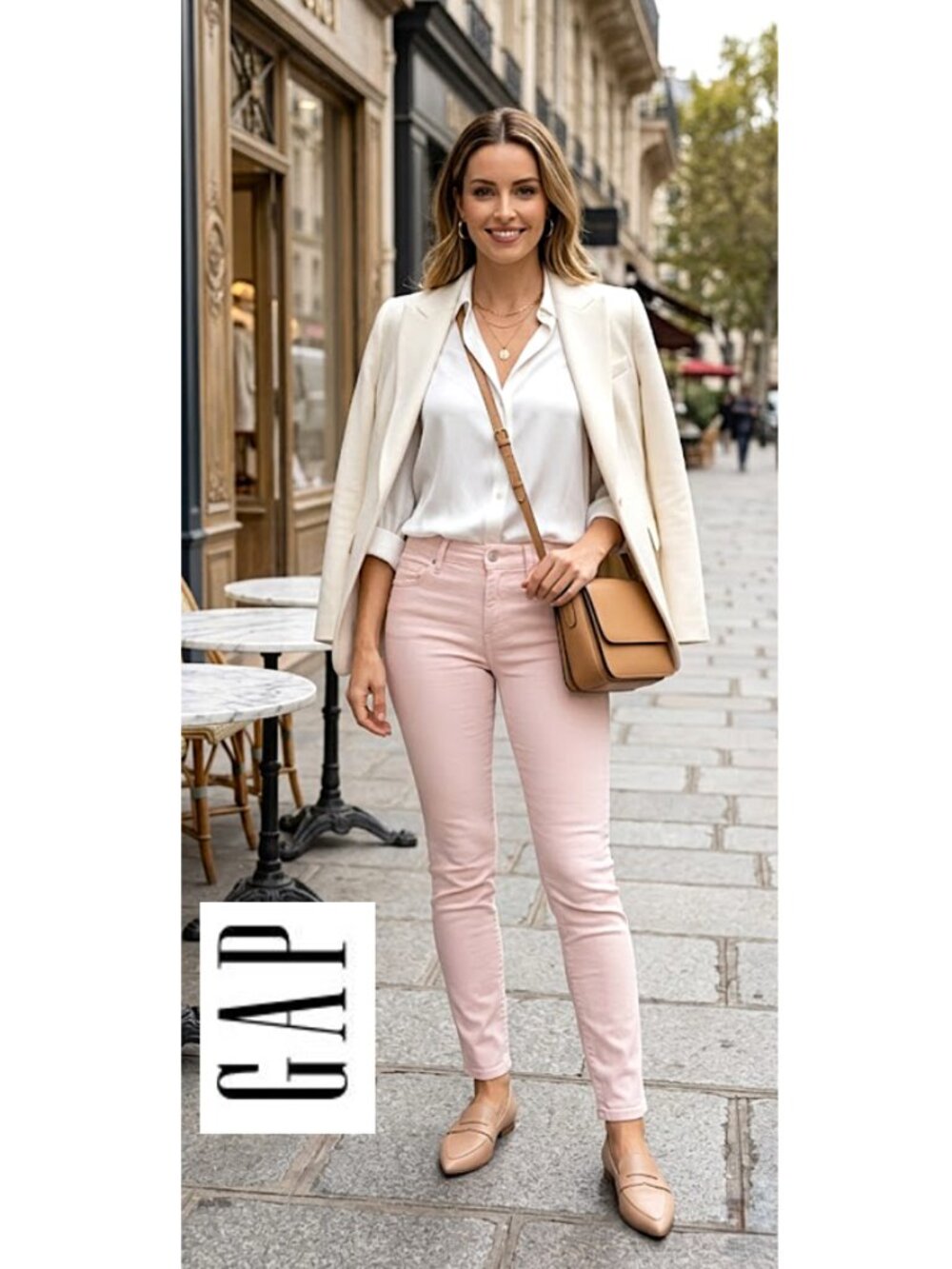 GAP -  Cotton blend light pink high riseskinny jeans